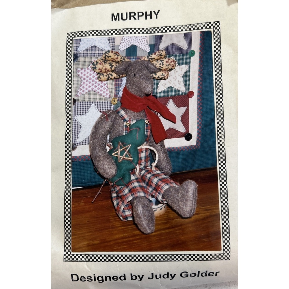 Australia Judy Golder Christmas Moose Kit W/ Fabric/Fur/ Bells/String/Star/Beads